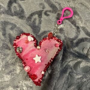 Plush heart keychain